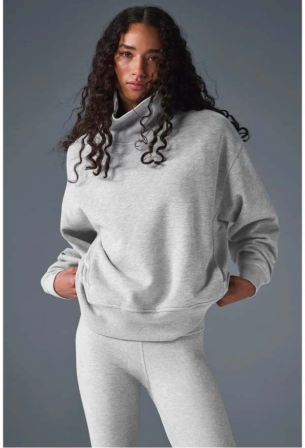 Hazy Mock Neck Pullover - Athletic Heather Grey - Athletic Heather Grey / S