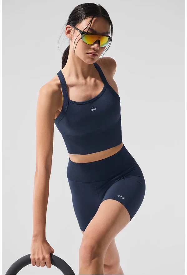Seamless Ribbed Favorite Bra Tank - Navy - Navy / S
