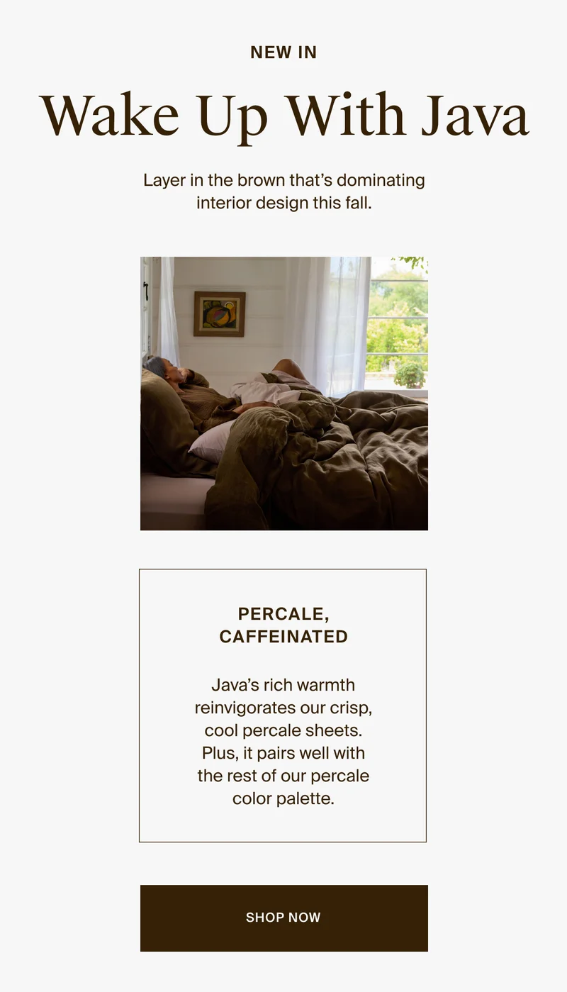 Wake up with Java in Percale