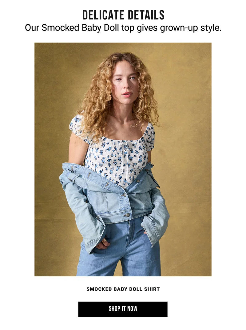 Delicate Details Our Smocked Baby Doll Top Gives Grown-Up Style. Smocked Baby Doll Shirt Shop It Now