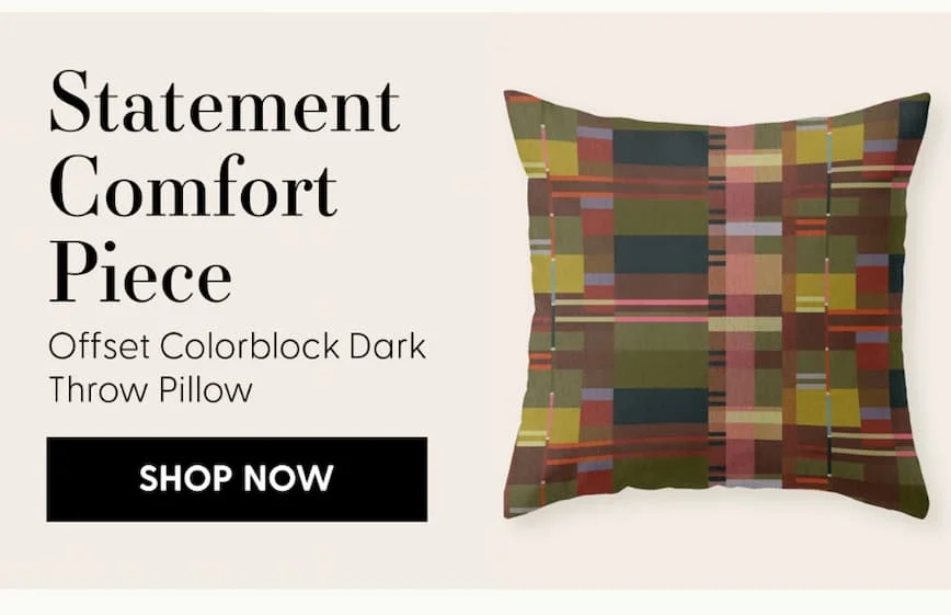 Offset Colorblock Dark Throw Pillow