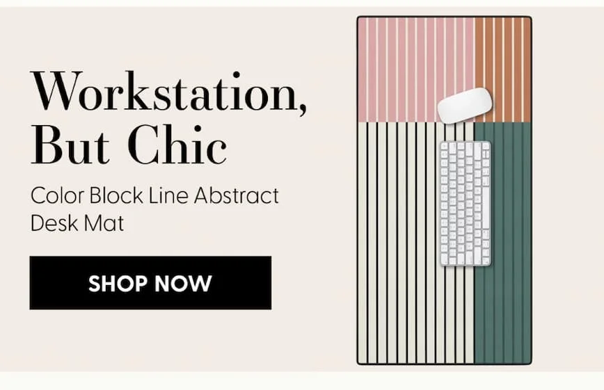Color Block Line Abstract V Colorful Retro Desk Mat