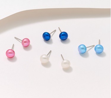 Honora Cultured Pearls Boxed Set of 4 Stud Earrings, Stainless Steel