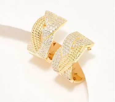 Diamonique x Kathy Levine Cornucopia Huggie Hoops, Sterling Silver