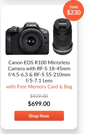 Canon EOS R100 Mirrorless Camera with RF-S 18-45mm f/4.5-6.3 & RF-S 55-210mm f/5-7.1 Lens