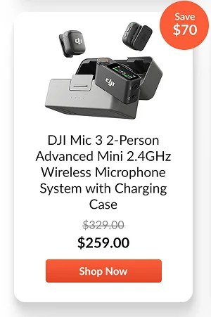DJI Mic 3 2-Person Advanced Mini 2.4GHz Wireless Microphone System with Charging Case