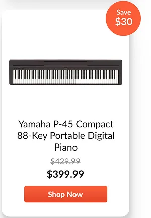Yamaha P-45 Compact 88-Key Portable Digital Piano