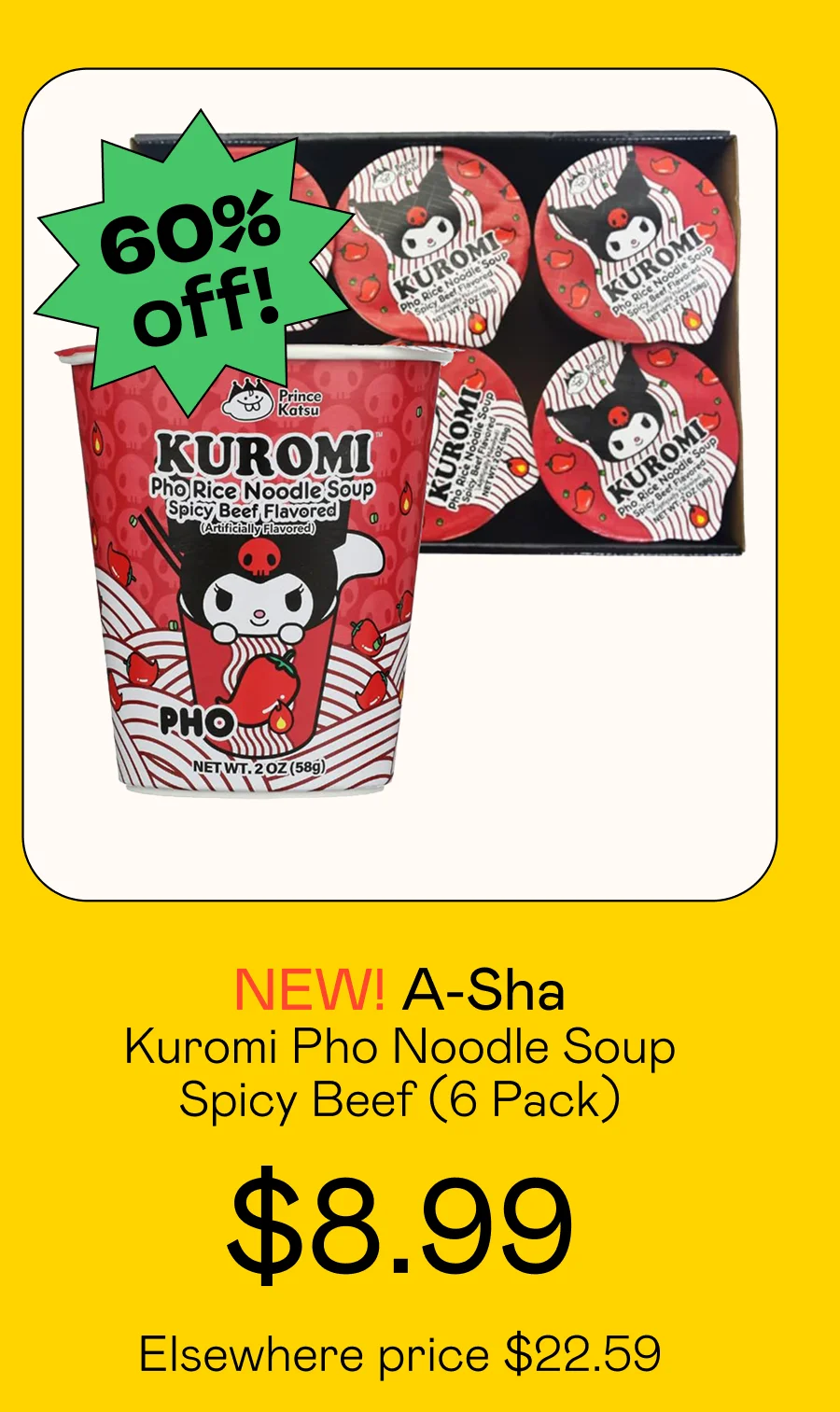 Kuromi Pho Noodle Soup - Spicy Beef (6 Pack)