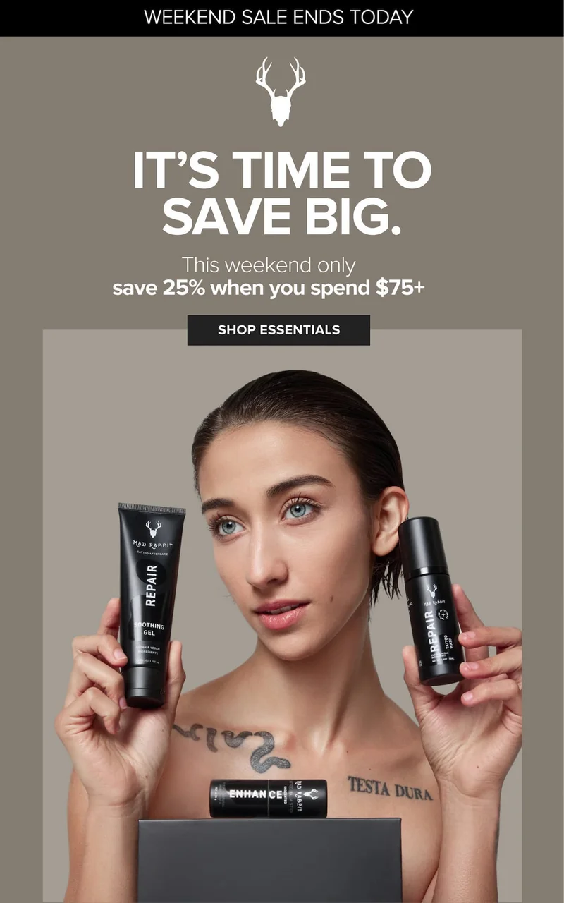 it's time to save big. This weekend only save 25% when you spend $75+ - shop essentials.
