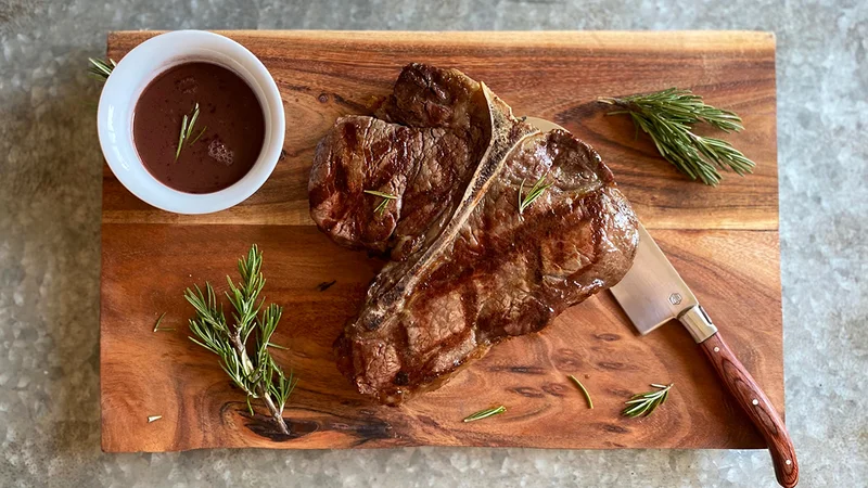 Reverse Seared Porterhouse Steak with Zinfandel Sauce