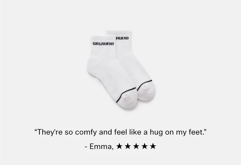 “They're so comfy and feel like a hug on my feet.” - Emma, ☆☆☆☆☆