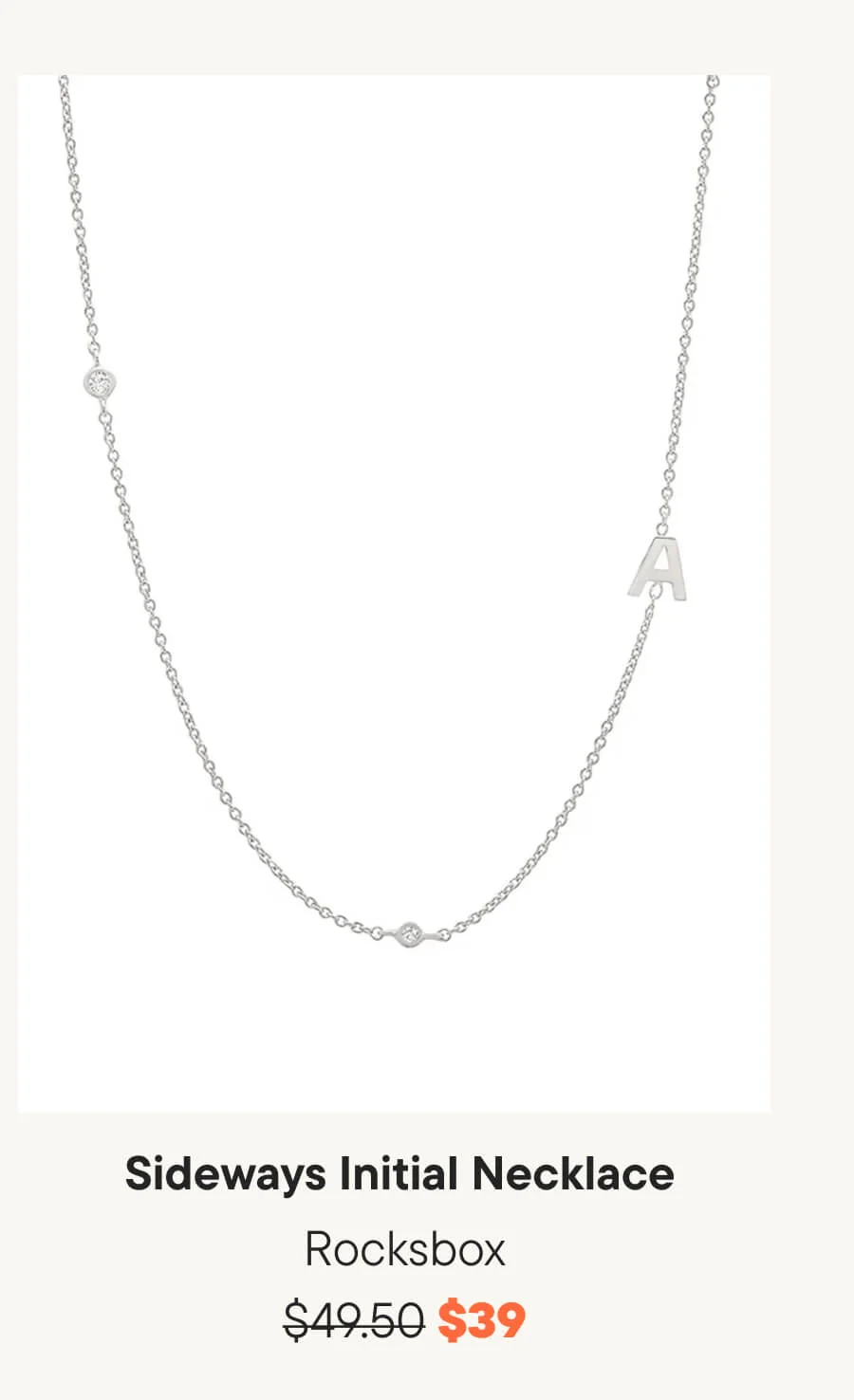 Rocksbox Sideways Initial Necklace in Silver Rocksbox Sideways Initial Necklace in Silver