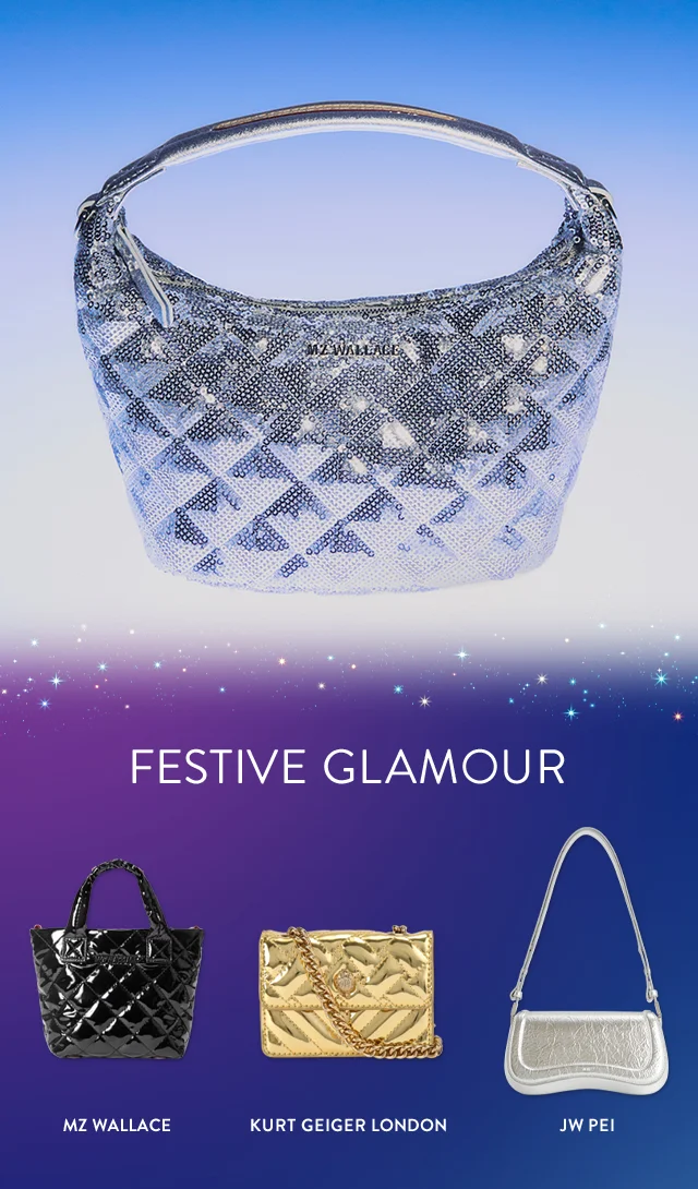 Sequin MZ Wallace handbag. Shiny handbags from MZ Wallace, Kurt Geiger London and JW PEI.