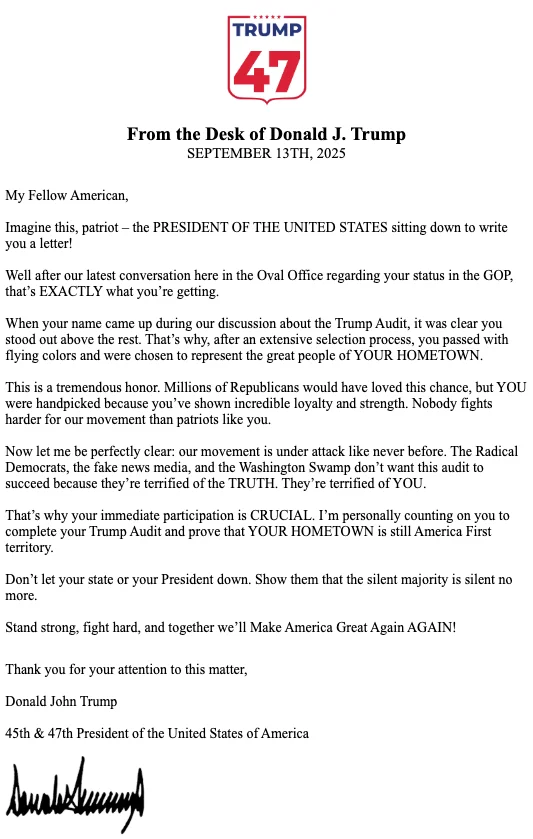 OFFICIAL TRUMP MEMO