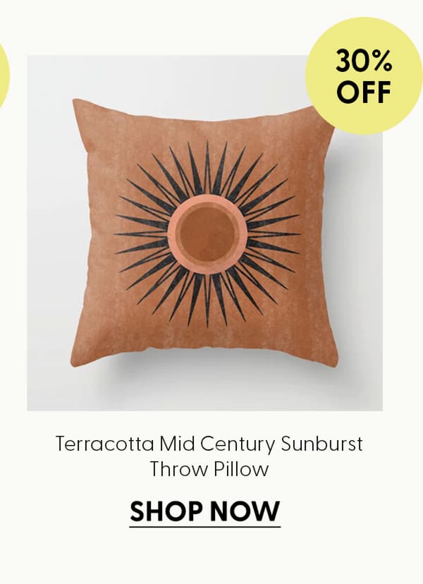 Terracotta Mid Century Sunburst Throw Pillow