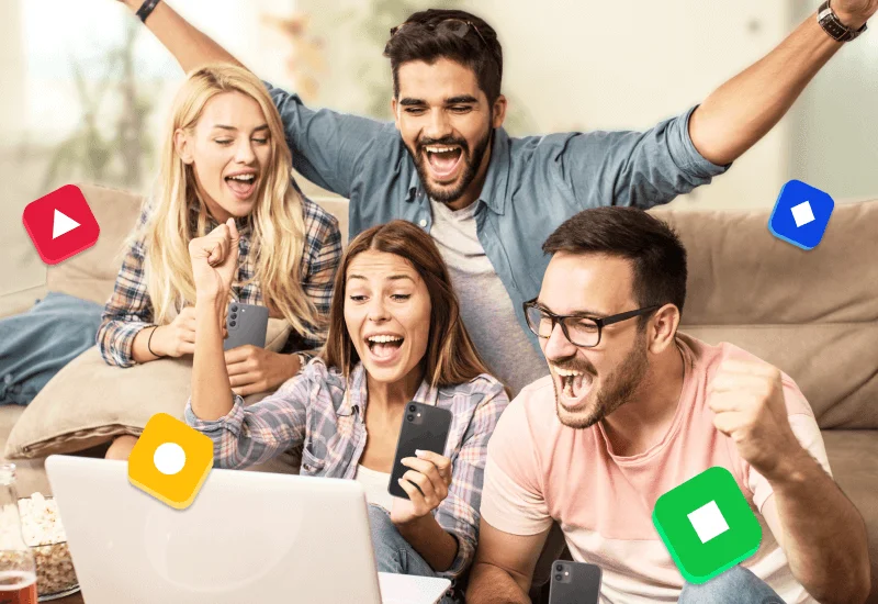A group of friends playing Kahoot!