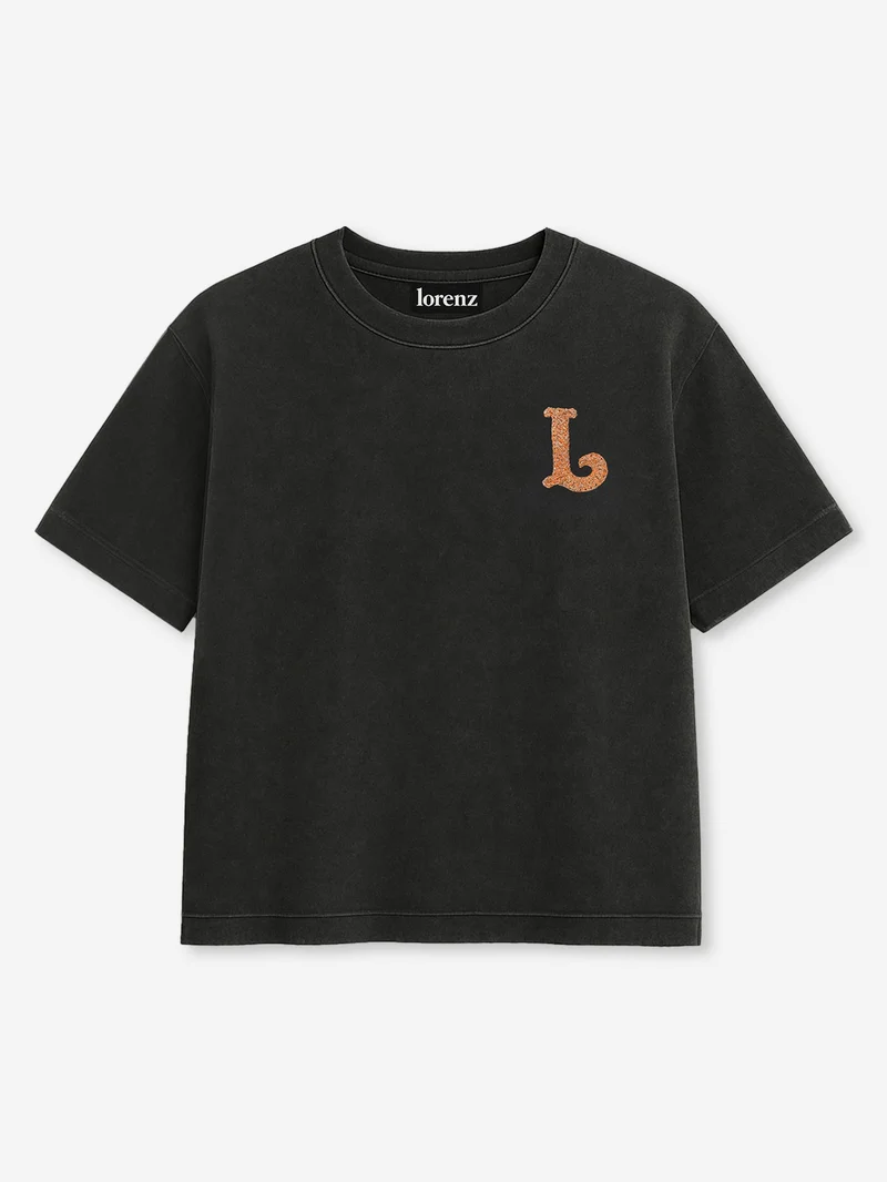 Image of Lorenz El Appliqué T-Shirt - Washed Black