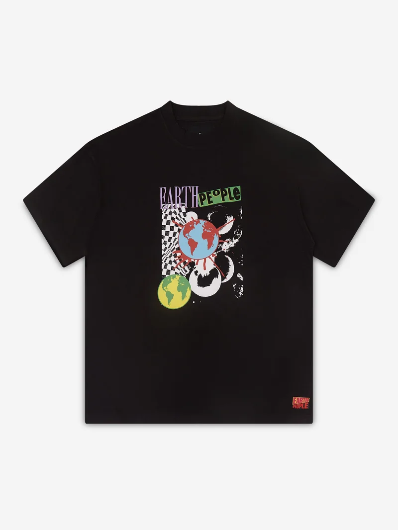Image of Earth People Planets Crew T-Shirt - Black