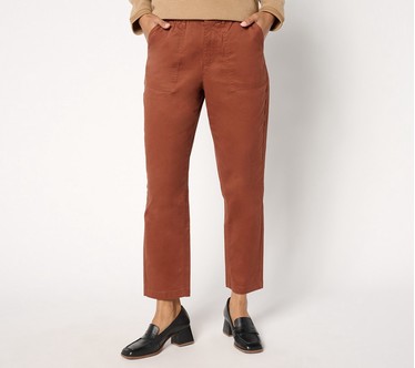 Denim & Co. Tall EasyWear Twill Slim Straight Ankle Pant