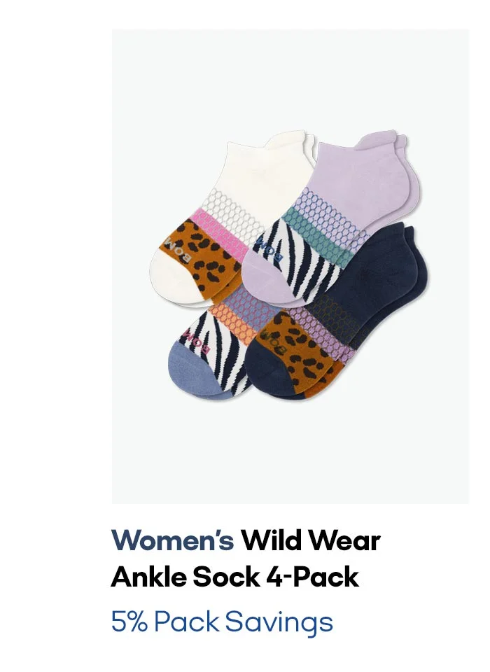 Women's Wild Wear Ankle Sock 4-Pack 5% Pack Savings