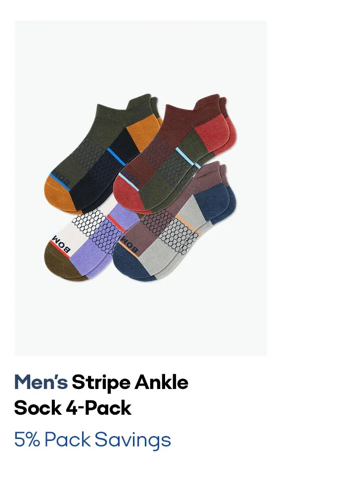 Men's Stripe Ankle Sock 4-Pack 5% Pack Savings