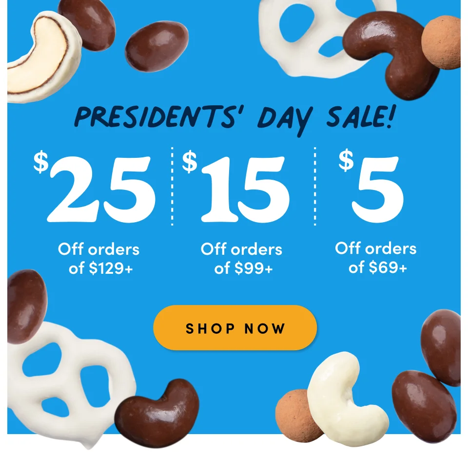 President Sale; $5 Off $69+, $15 Off $99+, $25 Off $129+ ; SHOP NOW