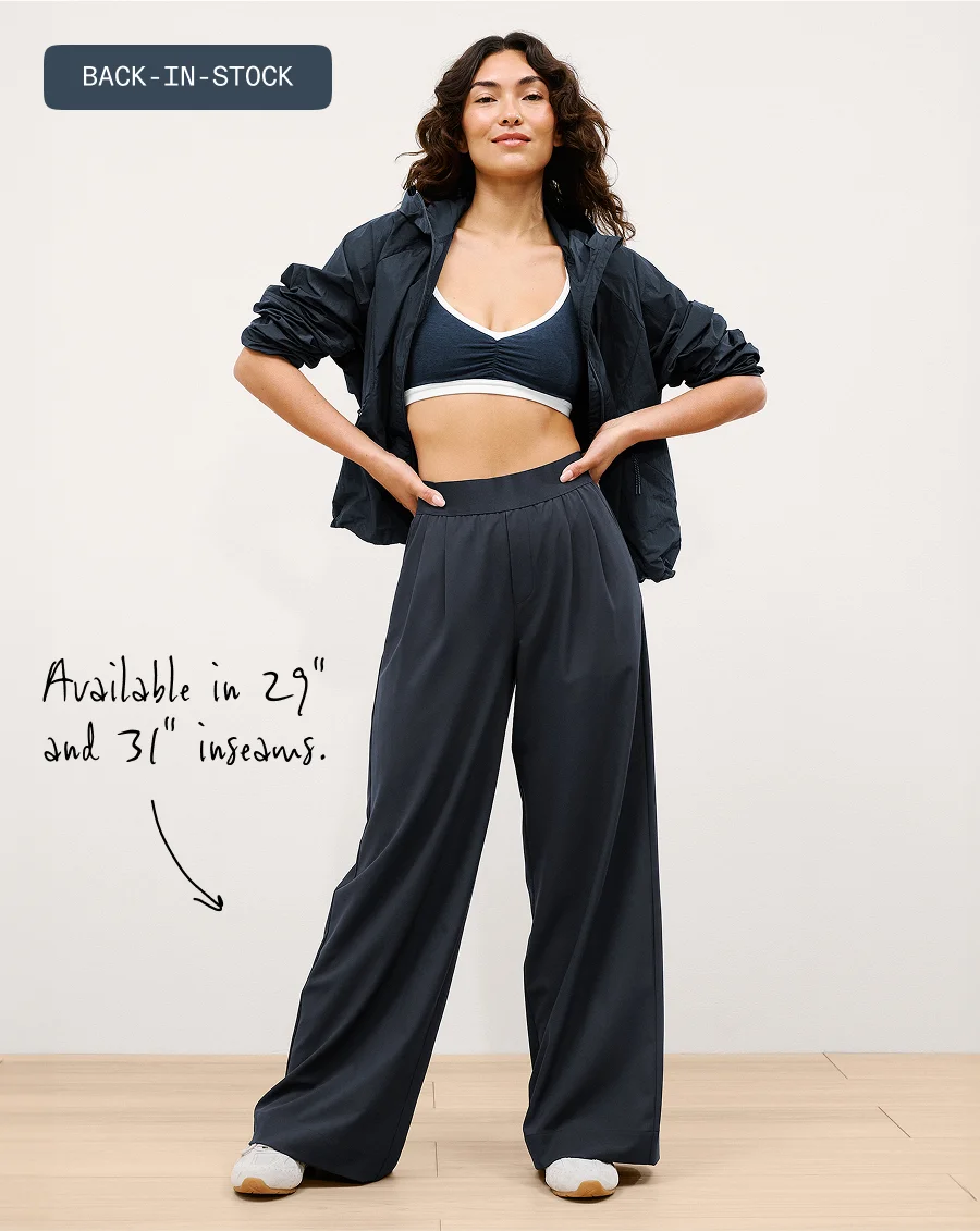 Elasticated Wide Leg Pant 31" in Nocturnal Navy