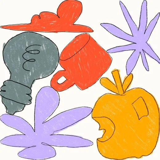 Hand drawn objects stacked
