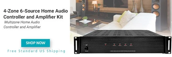4-Zone 6-Source Home Audio Controller and Amplifier Kit Multizone Home Audio Controller and Amplifier Free Standard US Shipping Shop Now