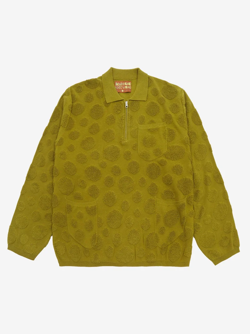 Image of Brain Dead Dot Half Zip Sweater - Moss