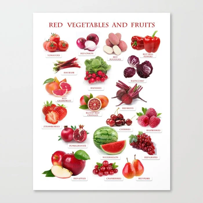 Red Fruits and Vegetables Canvas Print Canvas Print