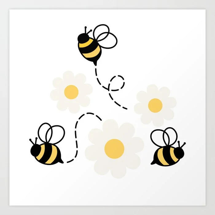 Three Bees Art Print Art Print