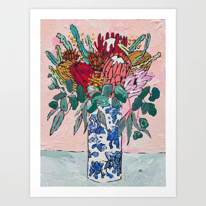 Australian Native Bouquet of Flowers after Matisse Art Print Art Print