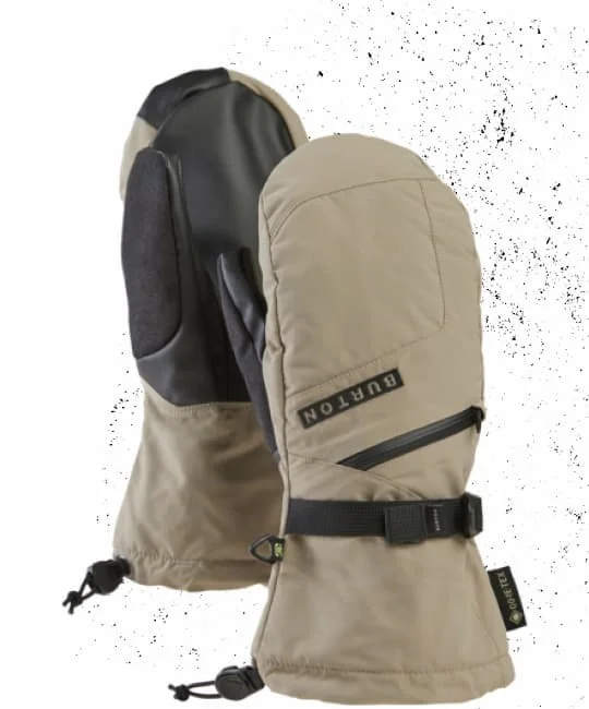 Studio shot of the Women's Burton GORE-TEX Mittens in beige on a white background