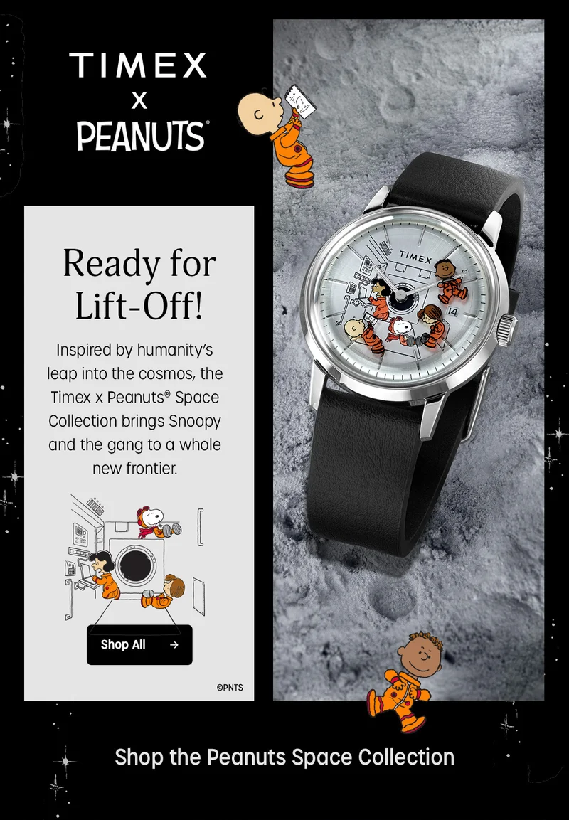 TIMEX x PEANUTS | Ready for Lift-Off! | Inspired by humanity’s leap into the cosmos, the Timex x Peanuts® Space Collection brings Snoopy and the gang to a whole new frontier.  | Shop All