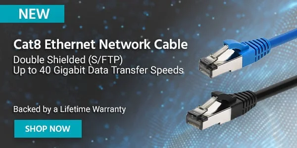 NEW (tag) Cat8 Ethernet Network Cable Double Shielded (S/FTP) | Up To 40 Gigabit Data Transfer Speeds Backed By A Lifetime Warranty Shop Now