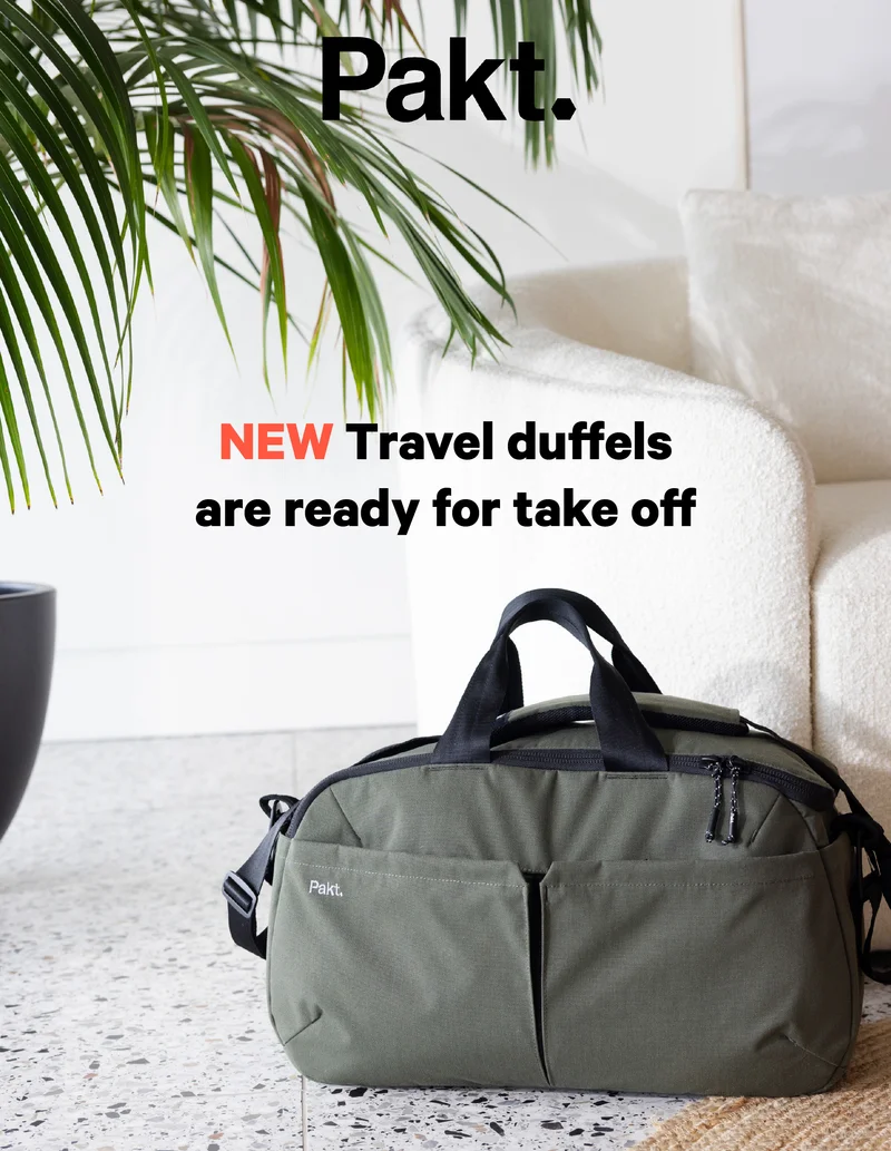 The Pakt Travel Duffels launch tomorrow