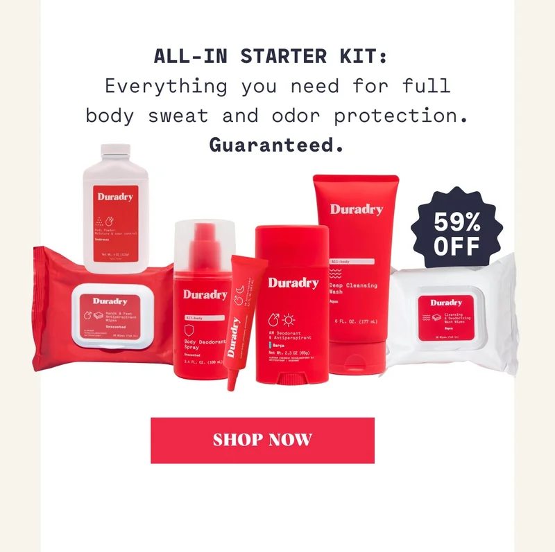 All-in Starter Kit:  Everything you need for full body sweat and odor protection. Guaranteed.