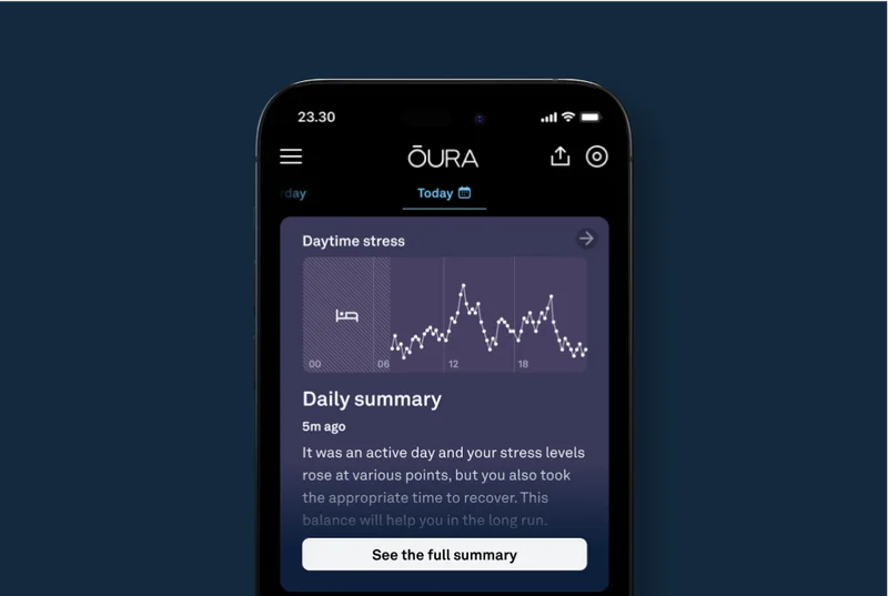Picuture showing the daytime stress feature in the Oura app
