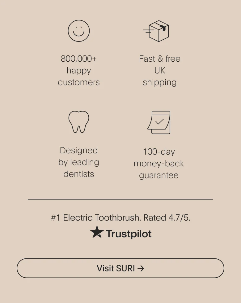 designed by leading dentists | 100-day money-back guarantee | 900,000+ happy customers | fast & free uk shipping - visit suri