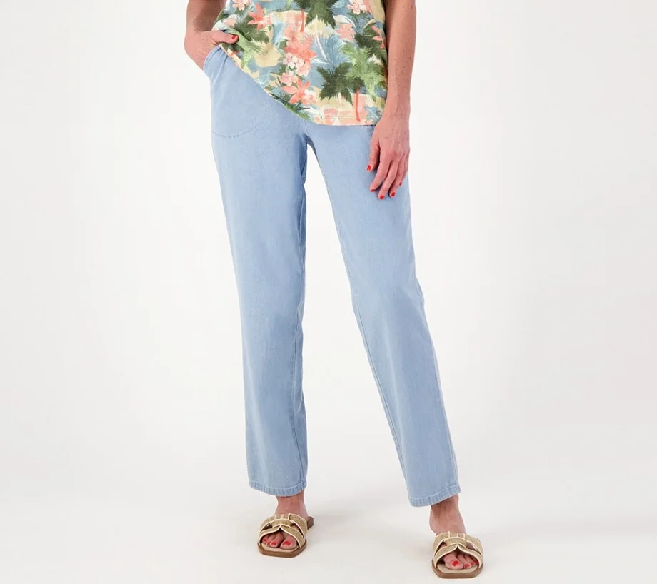 Denim & Co. Original Waist Stretch Regular Side Pocket Pant-Core