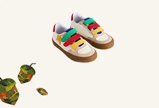 Leather Low Top - White and Multi Colourblock
