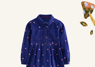 Aubrey Puff Sleeve Shirt Dress Sapphire Toadstool Embroidery