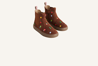 Embroidered Ankle Boot - Tan Embroidered Motifs