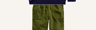 Chunky Cord Pull On Pants - Leaf Green