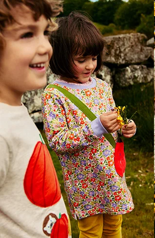 Appliqué Bag Tunic Aster Purple Flowerbed Pumpkin