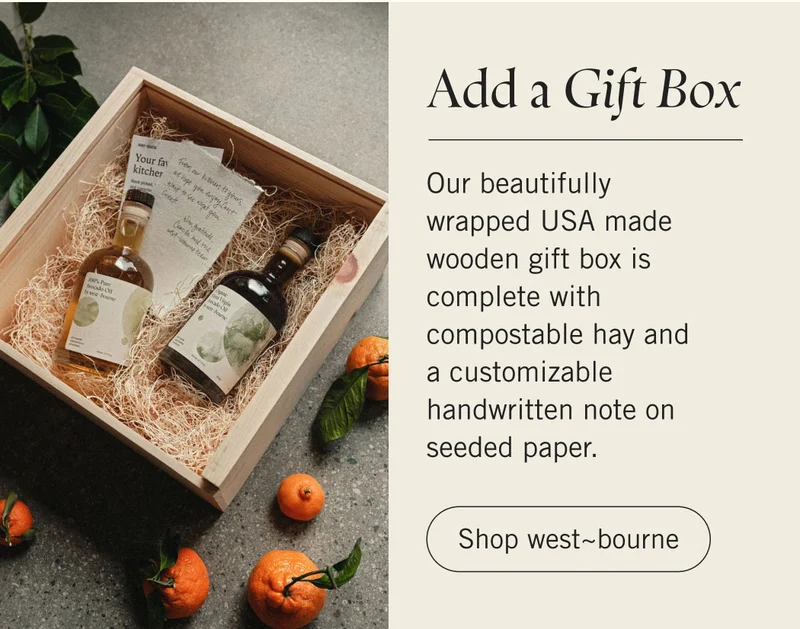 Add a Gift Box  Our beautifully wrapped USA made wooden box is complete with compostable hay and a customizable seeded paper handwritten note.