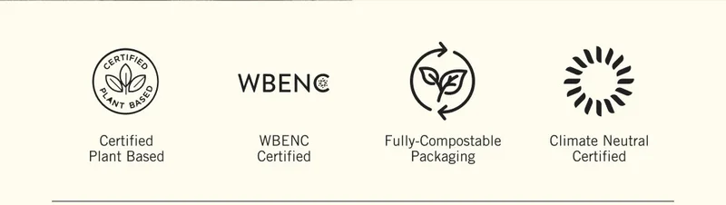 Certified Plant Based. WBE NC Certified. Fully-Compostable Packaging. Climate Neutral Certified.