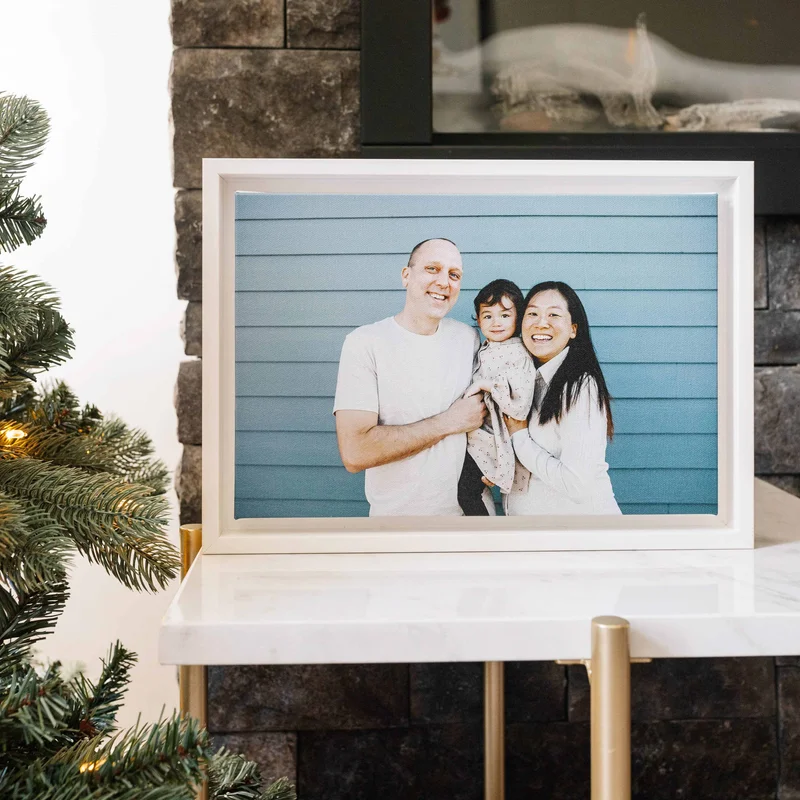 Framed canvas print of family