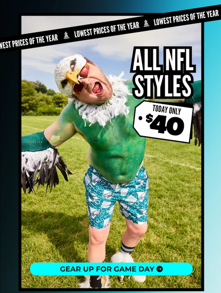 ALL NFL STYLES NOW $40: TODAY ONLY